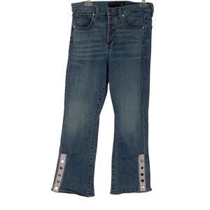 Veronica Beard Blue Carolyn Baby Boot Cut 31 Jeans with Silver Button Details